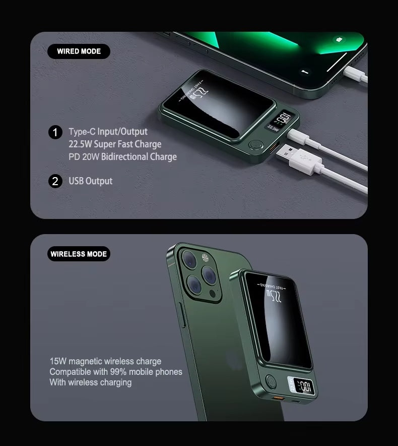 10.000 mAh Magnetic Wireless Powerbank – Super Fast Charging