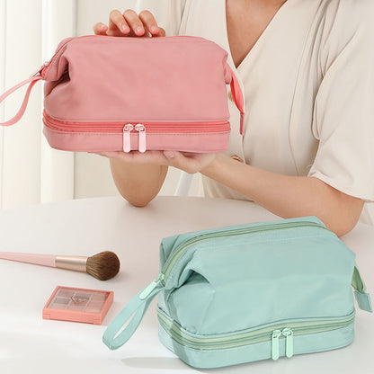 Large Capacity Double-Layer Travel Cosmetic Bag