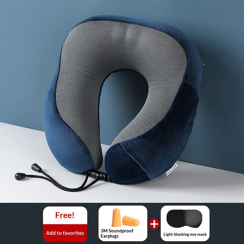 Premium U-Shaped Memory Foam Travel Pillow - Slow Rebound Neck Support