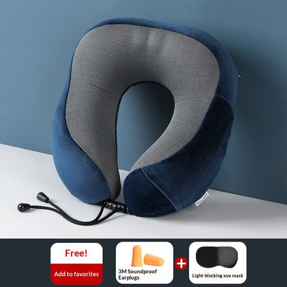 Premium U-Shaped Memory Foam Travel Pillow - Slow Rebound Neck Support
