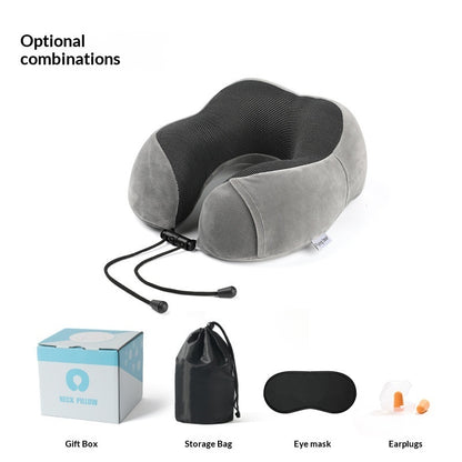 Premium U-Shaped Memory Foam Travel Pillow - Slow Rebound Neck Support