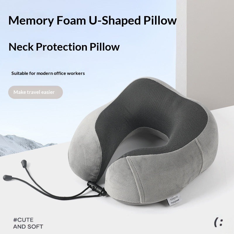 Premium U-Shaped Memory Foam Travel Pillow - Slow Rebound Neck Support