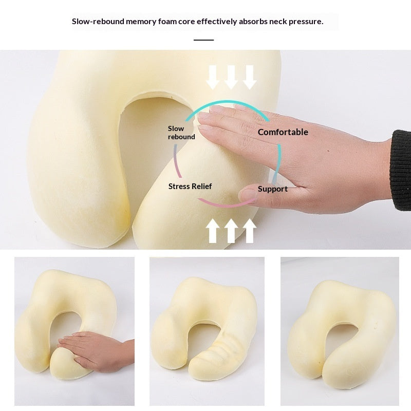 Premium U-Shaped Memory Foam Travel Pillow - Slow Rebound Neck Support